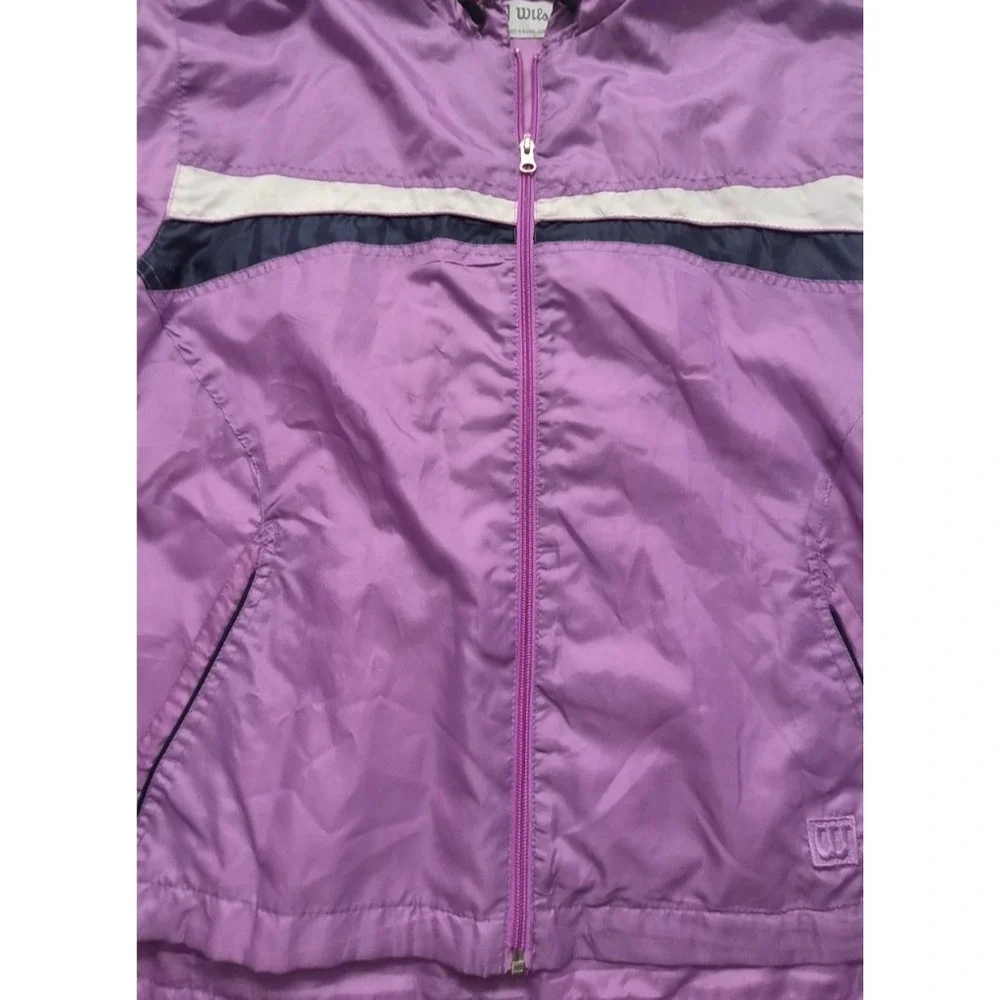 Wilson womens light purple full zip pocket windbreaker jacket LG hooded 90s - Picture 4 of 15